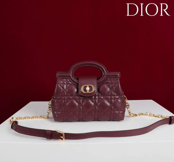 Dior Jolie Top Handle Mini Bag Wine Red Cannage Lambskin S3123UNJB_M900
