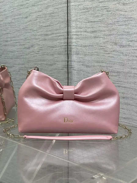 Dior Small Dior Bow Bag Lambskin M0715 Silver Pink