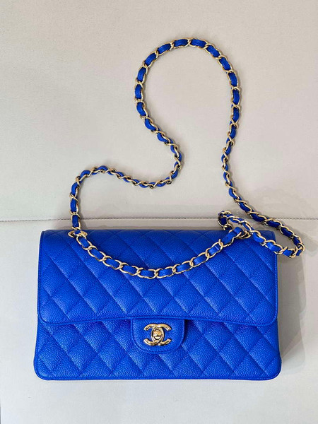 Chanel A01112 Flap Classic 11.12 Handbag Calfskin Sewing Edge Blue