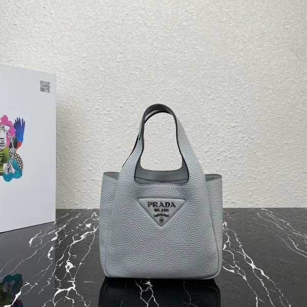 Prada 1BA349 Mini leather handbag Gray Blue Silver