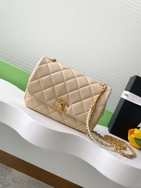 Chanel AS5253 Mini Flap Handbag Lambskin Apricot