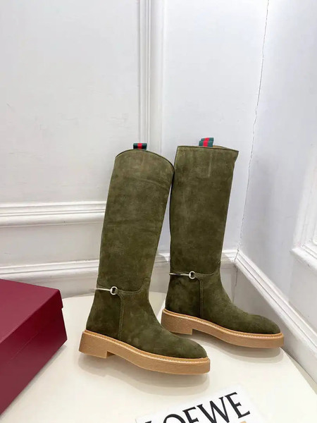 Gucci 805312 Women Boots with slim Horsebit Suede Leather G77393