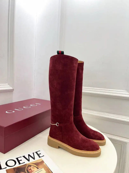 Gucci 805312 Women Boots with slim Horsebit Suede Leather G77395