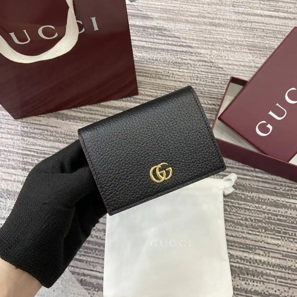 Gucci 456126  Bi-color GG Marmont small wallet Black