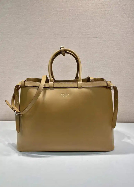 Prada Buckle leather bag with belt 2VG126 Gold Brown