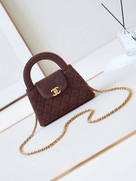 Chanel AS4416 Mini Shopping Bag Washed Denim & Gold-Tone Metal Orange & Black