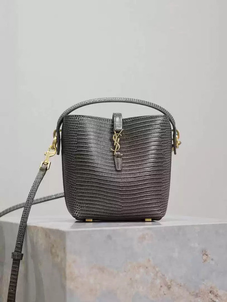 YSL 765870 LE 37 Mini in Dark Green Lambskin leather Lizard pattern
