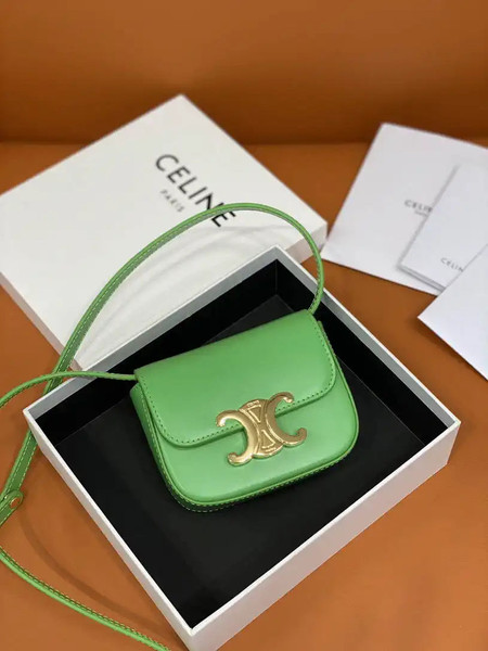 Celine 10I513 MINI CLAUDE IN Shiny calfskin Green