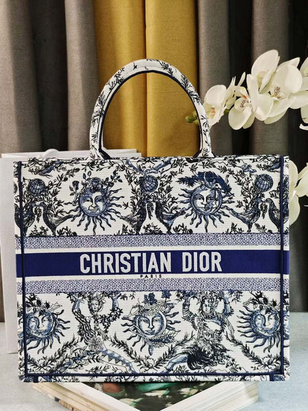 Dior M1286 Large Book Tote Toile de Jouy Embroidery M1107