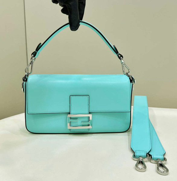 Fendi 8BR600 Baguette Medium Tiffany Blue leather 80128 bag