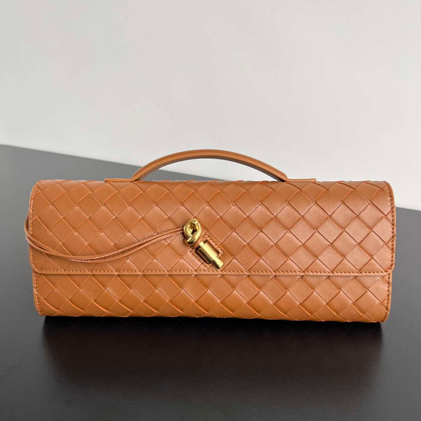 Bottega Veneta BV 741511 Long Clutch Andiamo With Handle Emerald Sand