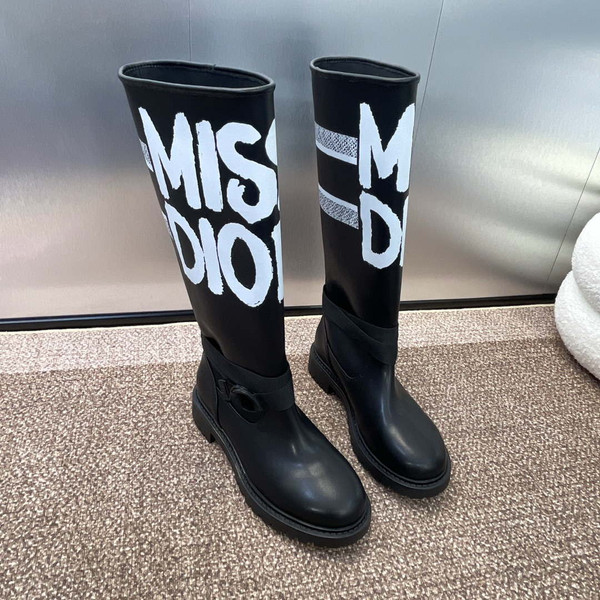 Dior KDI929CMV_S17X D-Major Boot Black Technical Fabric with White Miss Dior Graffiti Print and Black Calfskin