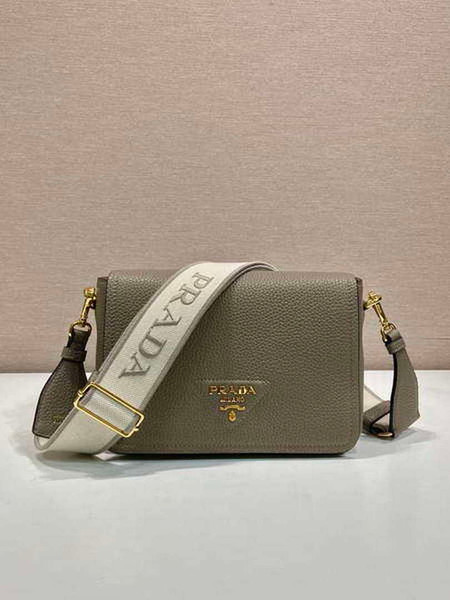 Prada 1BD314 Leather shoulder bag Clay Gray