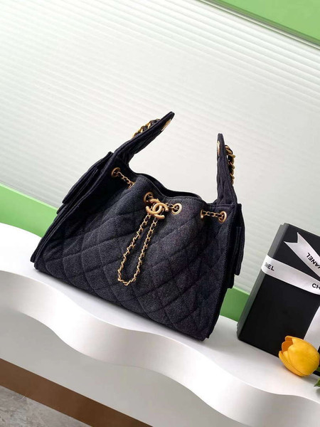 Chanel AS5293 Small Hobo Canvas & Gold-Tone Metal Black