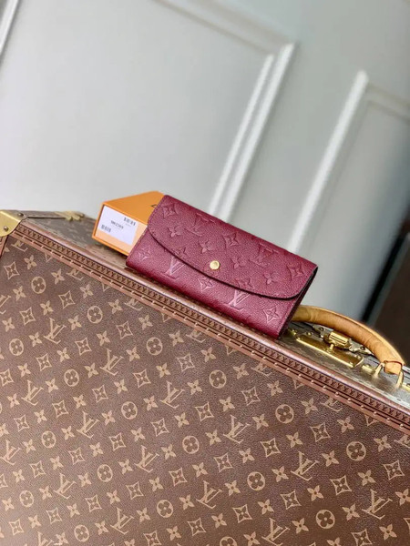 Louis Vuitton LV M62369 Emilie Wallet Monogram Empreinte Leather Wine Red