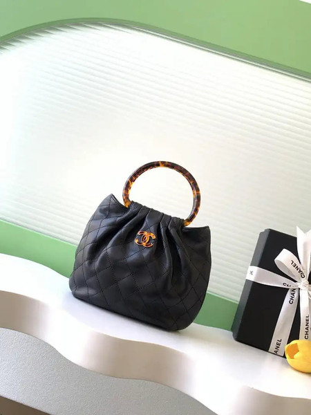 Chanel 26C AS6022 Small Hobo Lambskin Turtoise-Shell Effect Plexi & Gold-Tone Metal Black