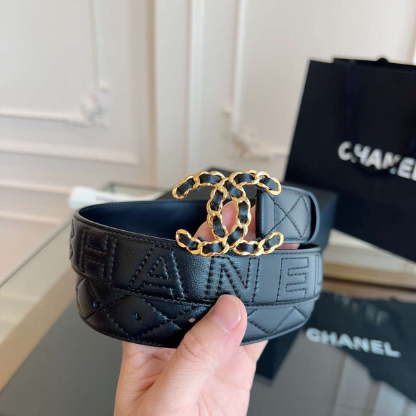 Chanel CC Sheepskin leather 3.0cm belt AA0941
