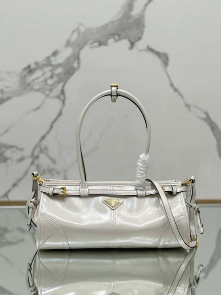 Prada 1BA426 Medium leather handbag Silver Gray