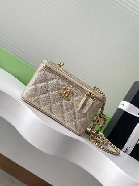 Chanel AP3940 25B Long Vanity with Chain  Calfskin Gold-Tone Meta Gold