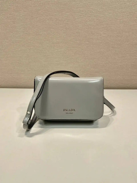 Prada 2VD061 Gray Brushed Leather Mini-bag With Shoulder Strap