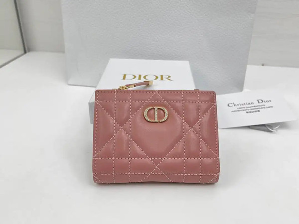 Dior S5173 Caro Dahlia Wallet Pink Supple Cannage Calfskin