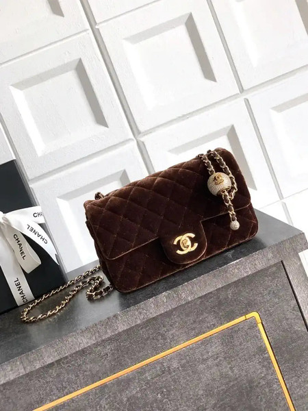 Chanel AS1787 Mini Flap Bag 25B Velvet Brown