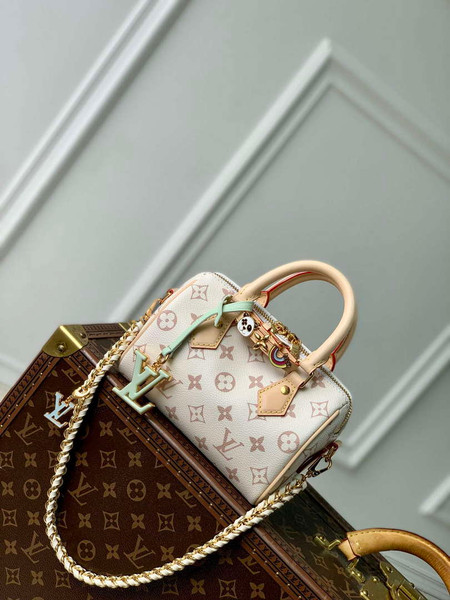 LV M24606 Louis Vuitton SPEEDY 18 LV&I Monogram Dune Coated Canvas Bag Beige