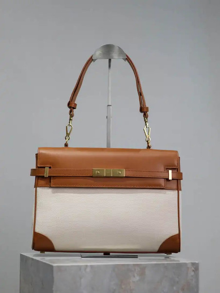 YSL 769512 Large MANHATTAN in BOX SAINT LAURENT Biege & Brown