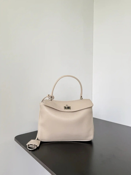 Balenciaga 7954562 Rodeo Handbag Mini in Apricot smooth calfskin aged-Silver hardware