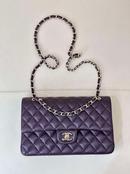 Chanel A01112 Flap Classic 11.12 Handbag Grape Purple Lambskin Light Gold