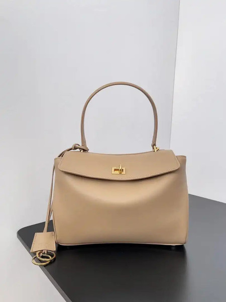 Balenciaga 7897792 Rodeo Handbag Small in Milk Tea smooth calfskin Gold