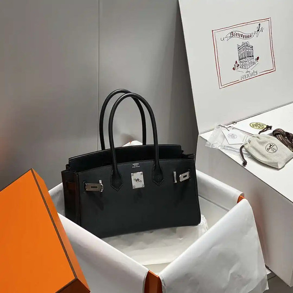Hermes Shoulder Birkin 29 Etoupe Evercolor Palladium Hardware H92205