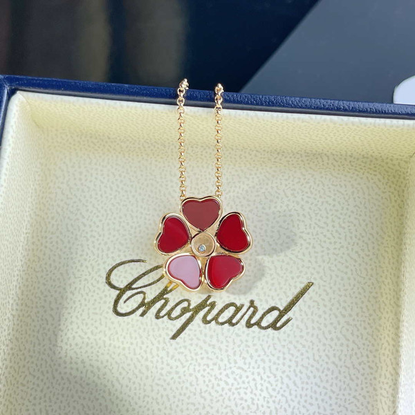 Chopard Happy Hearts Flowers 79A085-5301 Pendant ethical rose gold diamond Red