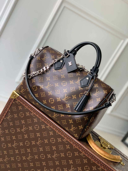LV M12243 Louis Vuitton Speedy Soft 30 Dark Bag Monogram Black
