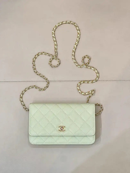 Chanel AP4241 Classic Wallet On Chain Calfskin Light Green