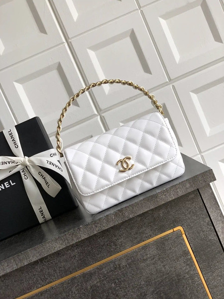 Chanel Evening with Handle Bag Patent leather AS6675 White