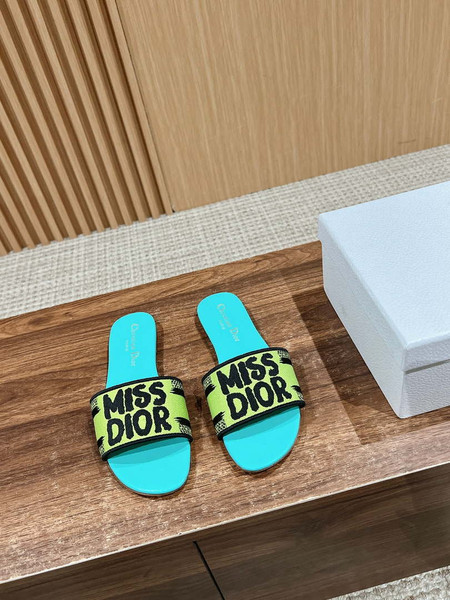 Dior KCO109EZO Dway Slide Embroidered Cotton Miss Dior Allover Motif Shoes D82993