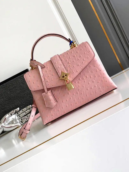 LV M87107 Louis Vuitton Ostrich Rose Des Vents MM Pink