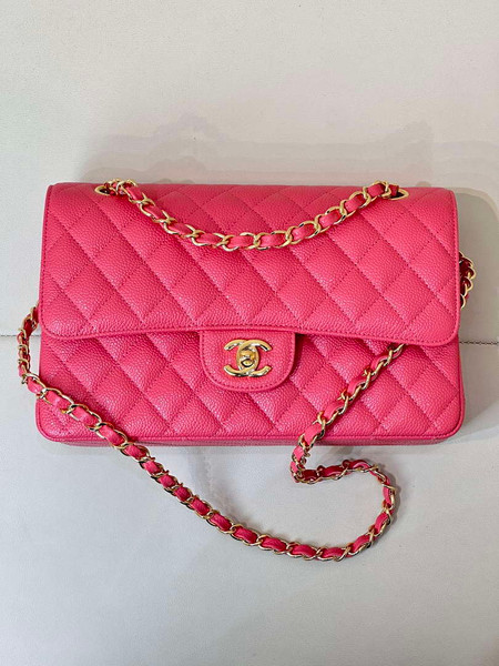 Chanel A01112 Flap Classic 11.12 Handbag Calfskin Sewing Edge Pink