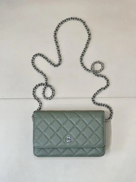Chanel AP0250 Wallet on Chain Calfskin Turquoise