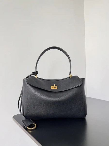 Balenciaga 7897792 Rodeo Handbag Small in black smooth calfskin  aged-gold hardware