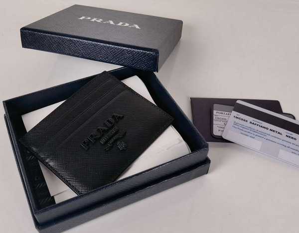 Prada 1MC025 Saffiano Leather card holder Black logo