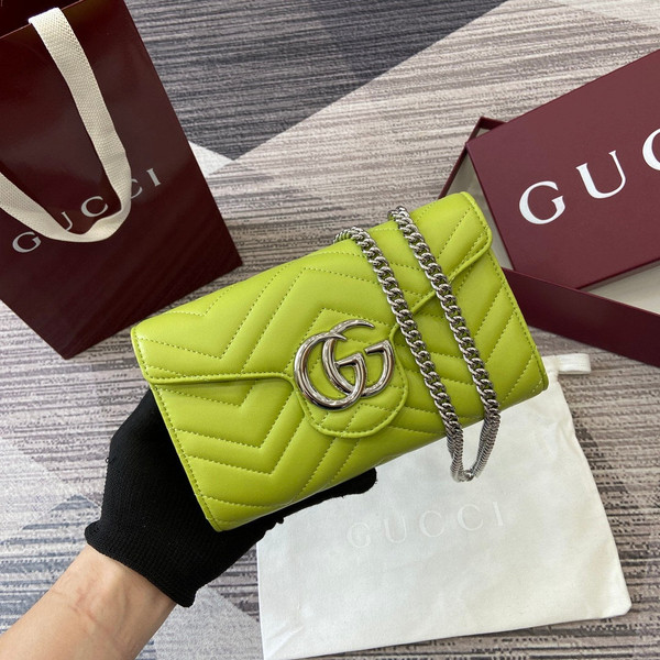 Gucci 837745 GG Marmont Wallet On Chain Green