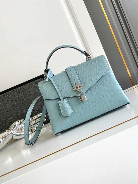 LV M87107 Louis Vuitton Ostrich Rose Des Vents MM Light Blue