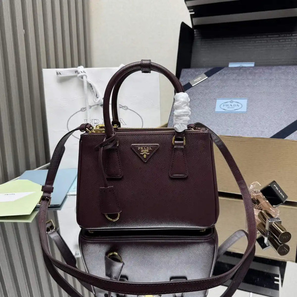 Prada 1BA896 Small Prada Galleria Saffiano leather bag Dark Red