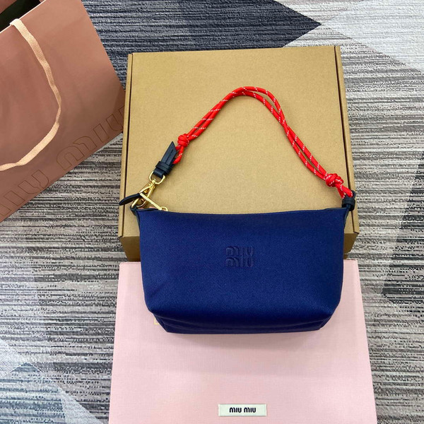 MiuMiu 5NE841 Gabardine Pouch Bag Blue