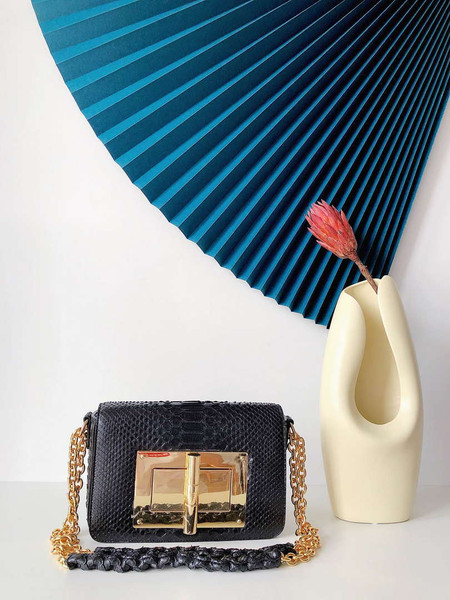 Tom Ford 29116800081 Black Python Natalia Chain Shoulder Bag