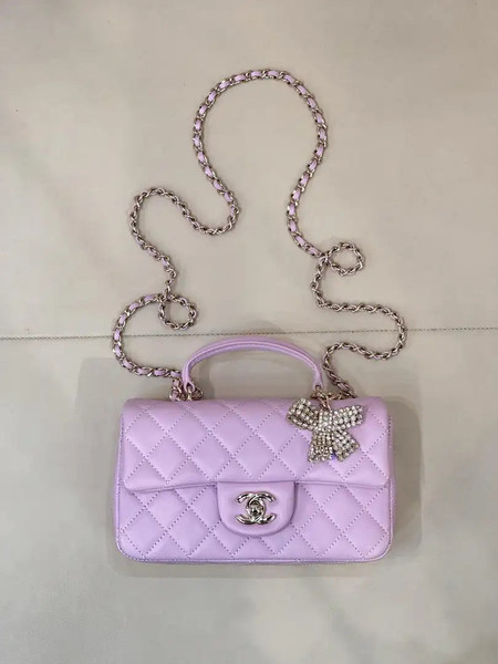 Chanel AS2431 Mini Classic Handbag With Top Handle CC19044  Strass & Gold-Tone Metal