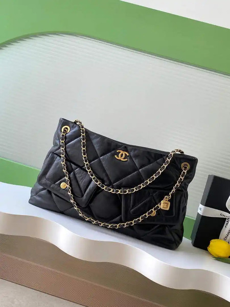 Chanel Shopping Bag 25K Lambskin AS5740 Black