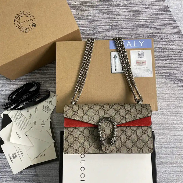 Gucci 499623 Dionysus medium shoulder bag Beige Red